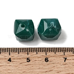 不透明アクリル天然石風ビーズ  ファセットテーブルカットキューブ  ティール  11.5~12x11.5~12x13mm  穴：1.8mm  約400個/500g&nbsp;OACR-G061-03F