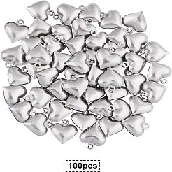 304ステンレススチールチャーム  膨らんだ心  ステンレス鋼色  13x11.5x4.5mm  穴：1.2mm  100個/箱&nbsp;STAS-UN0003-85
