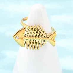 304 Stainless Steel Micro Pave Cubic Zirconia Open Cuff Rings for Women&nbsp;RJEW-K316-04G