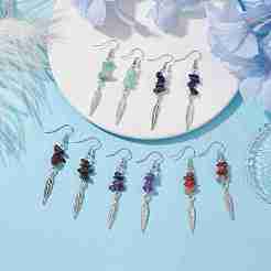 Natural Mixed Stone Dangle Earring for Women&nbsp;EJEW-JE05935