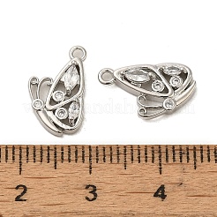 真鍮製マイクロパヴェキュービックジルコニアペンダント  蝶のチャーム  プラチナ  10x13.5x3mm  穴：1.2mm&nbsp;LS-ZIRC-P113-02P-1