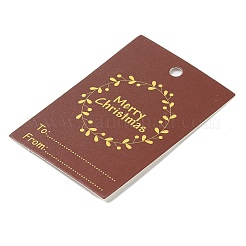 長方形の紙のギフトタグ  クリスマスのために  ファイヤーブリック  クリスマスリース  6x4x0.02cm&nbsp;LS-CDIS-F008-01C