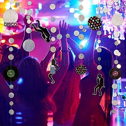 AHADEMAKER Iridescent Disco Theme Paper Garlands&nbsp;HJEW-GA0001-18