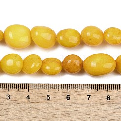 染め加工天然石ホワイトジェイドビーズ連売り  ナゲット  タンブルストーン  ゴールド  9.5~13x9~12x9~15mm  穴：0.8mm  約32個/連  15.35''（39センチメートル）&nbsp;GG-CBACF26-B01-04