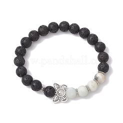 5Pcs 5 Styles Natural Flower Amazonite & Lava Rock Stretch Bracelets Set&nbsp;BJEW-JB09746-S