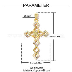 Brass Micro Pave Clear Cubic Zirconia Pendants&nbsp;CU-OY001-16G