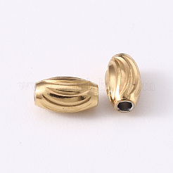 201ステンレス鋼波形ビーズ  オーバル  ゴールデン·ステンレス鋼色  5x3mm  穴：1.2mm&nbsp;STAS-S103-16A-G