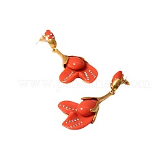 Flower Brass Resin Dangle Stud Earrings&nbsp;FS-WG7DC82-01