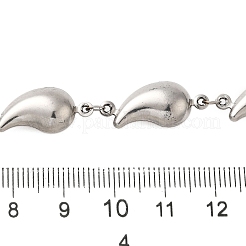 304ステンレススチールティアドロップリンクチェーン  ハンダ付け  スプールで  ステンレス鋼色  22x10x6mm&nbsp;CHS-G037-02P