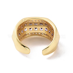 キュービックジルコニアマルチラインオープンカフリング  女性のための本物の 18 k 金メッキ真鍮の厚いリング  カドミウムフリー＆ニッケルフリー＆鉛フリー  ミックスカラー  usサイズ6 3/4(17.1mm)&nbsp;RJEW-P035-08G