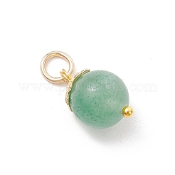 6Pcs Natural Dyed Green Tiger Eye & Green Aventurine & Carnelian & Yellow Jade & Amethyst & Tiger Eye Round Pendants&nbsp;PALLOY-JF04273