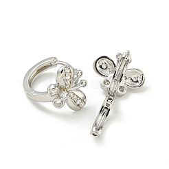 真鍮製フープピアス  クリアキュービックジルコニア  蝶  プラチナ  12.5x13mm&nbsp;EJEW-C112-02P