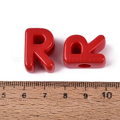 オペークアクリルヨーロピアンビーズ  大穴ビーズ  文字r  クリムゾン  20.5x14.5x13.5mm  穴：6mm  約167個/500g&nbsp;OACR-M027-01R-01