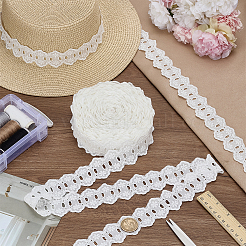 コットンフラワーレースリボン  ウェディングドレスの装飾用の花飾り  ホワイト  1-5/8インチ（41mm）&nbsp;OCOR-WH0105-067B
