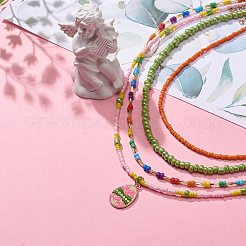 4Pcs 4 Style Glass Seed Imitatin Pearl Beaded Necklaces Set&nbsp;NJEW-JN04012
