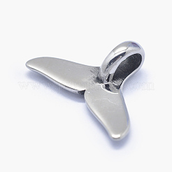 304ステンレスペンダント  クジラの尾の形状  アンティークシルバー  17x25.5x7mm  穴：3x7mm&nbsp;STAS-P225-077AS