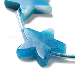 天然石瑪瑙ビーズ連売り  染め  スター  ライトスカイブルー  26x6mm  穴：1mm&nbsp;G-D368-01