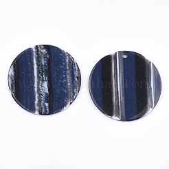 樹脂チャーム  フラットラウンド  縞模様  ブラック  34.5x1.5mm  穴：1.8mm&nbsp;LS-X-RESI-T022-13A
