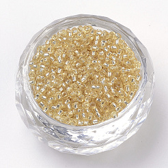 Fgb 8/0グレードAラウンドガラスシードビーズ  銀並ぶ  淡いチソウ  8/0  3x2mm  穴：1mm  約10000個/ポンド&nbsp;SEED-Q007-3mm-F33