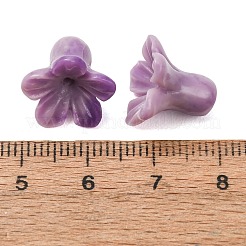 染色された合成珊瑚彫刻ビーズ  ツートンカラーの花  暗い蘭  12x14.5mm  穴：1.4mm&nbsp;GG-CBAE64B-02C-02