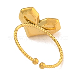 女性用304ステンレススチールオープンカフリング  ハート  18KGP本金メッキ  13x18mm  調整可能&nbsp;RJEW-L125-05G-01