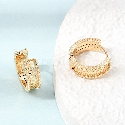 Brass Micro Pave Cubic Zirconia Hoop Earrings&nbsp;KK-CBACA55-01G