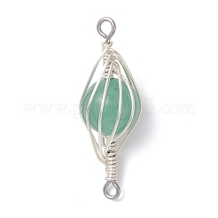 4Pcs 4 Styles Round Natural Carnelian & Rose Quartz & Amethyst & Green Aventurine Horse Eye Connector Charms&nbsp;PALLOY-TA00349