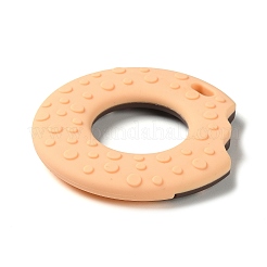 ドーナツ食品グレードの環境に優しいシリコーン焦点ビーズ  ココナッツブラウン  77x11mm  穴：5.5x10mm  内径：35mm&nbsp;SIL-Q023-01B