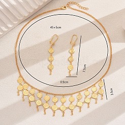 Vintage Brass Double Layer Gold Coin Tassel Necklaces & Dangle Earrings Sets for Women&nbsp;TB7513