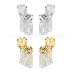 Butterfly Wing Brass Tassel Stud Earrings for Women&nbsp;EJEW-U055-16PS