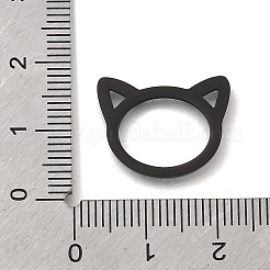 304ステンレスペンダント  レーザー切断  猫のチャームが付いたリング  イオンプレーティング（ip）  ブラック  15x19x1mm  穴：1x1.5mmと13x10mm&nbsp;STAS-I327-02B-05