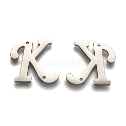 変色しない304ステンレススチールリンクコネクター  文字L  個性的名前のネックレスの作成  文字.k  16x17x1.5mm  穴：0.9mm&nbsp;STAS-Y006-60P-K