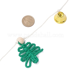 Cotton Cord & Wood Bead Christmas Tree with Iron Bell Charm Wall Ornaments&nbsp;HJEW-JM03924