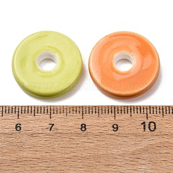 手作り陶器ヨーロピアンビーズ  大穴ビーズ  ディスク  ミックスカラー  22~23x4.5~5mm  穴：5~5.5mm&nbsp;PR-K001-02