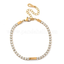 304 Stainless Steel Pave Cubic Zirconia Square Link Chain Bracelets for Women&nbsp;BJEW-B134-04G