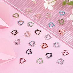 12色合金ラインストーンペンダント36個。  ハート  ミックスカラー  17x15x2mm  穴：2mm  3個/カラー&nbsp;RB-HY0001-06