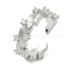 Brass Micro Pave Cubic Zirconia Cuff Open Rings&nbsp;RJEW-C163-10P