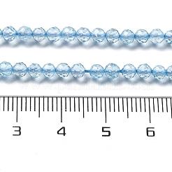 天然ブルートパーズビーズ連売り  多面カット  ラウンド  3mm  穴：0.8mm  約124~126個/連  15.24~15.47''（38.7~39.3センチメートル）&nbsp;G-H079-A02-03