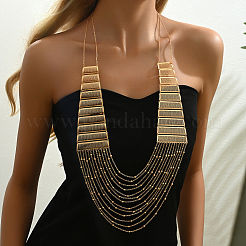 Elegant Brass Geometric Tassel Multi Layered Bib Necklaces for Women's Party Outfit&nbsp;GR3254