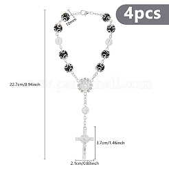 4Pcs Cross with Jesus Alloy Charm Bracelets&nbsp;BJEW-DC0001-09