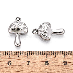 304ステンレスペンダント  変色防止  きのこチャーム  ステンレス鋼色  18x11x4mm  穴：1.5mm&nbsp;STAS-T067-98P