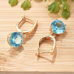 Flat Round Brass Pave Cubic Zirconia Hoop Earrings for Women&nbsp;EJEW-G428-22G