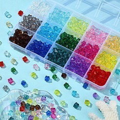 450個15色透明アクリルビーズ  多面カット  キューブ  ミックスカラー  8x8x7.5mm  穴：1.4mm  約30PCS /カラー&nbsp;TACR-YW0001-56