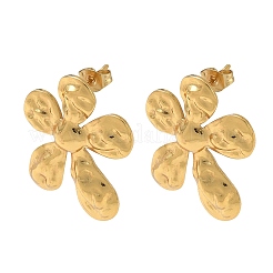女性用304ステンレススチールスタッドピアス  花  ゴールドカラー  29x23mm&nbsp;SA-CBA46AF-18G
