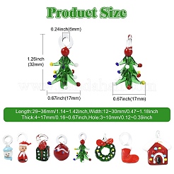 8個 8スタイル クリスマステーマ 手作りランプワークペンダント  ミックスカラー  29~36x12~30x4~17mm  1個/スタイル&nbsp;LAMP-CJ0002-68