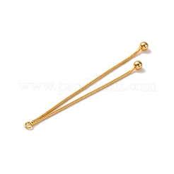 真鍮製ビッグサイズペンダントトップ  丸いスネークチェーンタッセル付き  18KGP本金メッキ  72x3x4mm  穴：2mm&nbsp;KK-G510-15G