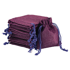 20Pcs Rectangle Polyester Imitation Burlap Packing Pouches Drawstring Bags&nbsp;ABAG-TA0002-02