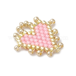 手作りのミユキガラスシードビーズハートペンダント  ピンク  18x19.5x2mm  穴：3x4mm&nbsp;PALLOY-MZ01067-03