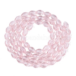 透明ガラスビーズ連売り  ライス  多面カット  ミスティローズ  8~9x5~6mm  穴：0.9~1mm  約67~68個/連  22.83~23.62インチ（58~60cm）&nbsp;GLAA-N071-01A-A03