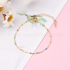 Brass Enamel Lumachina Chain Anklets&nbsp;AJEW-AN00397